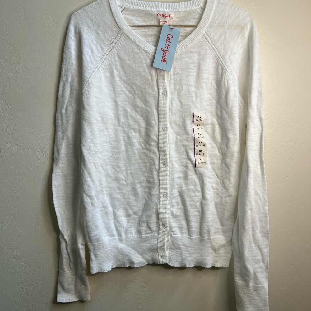 Cat & Jack Ivory Button-Up Cardigan